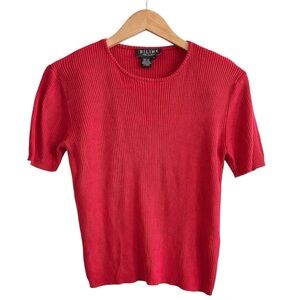 Vintage 100% Silk Ribbed Scoop Neck Fitted Top